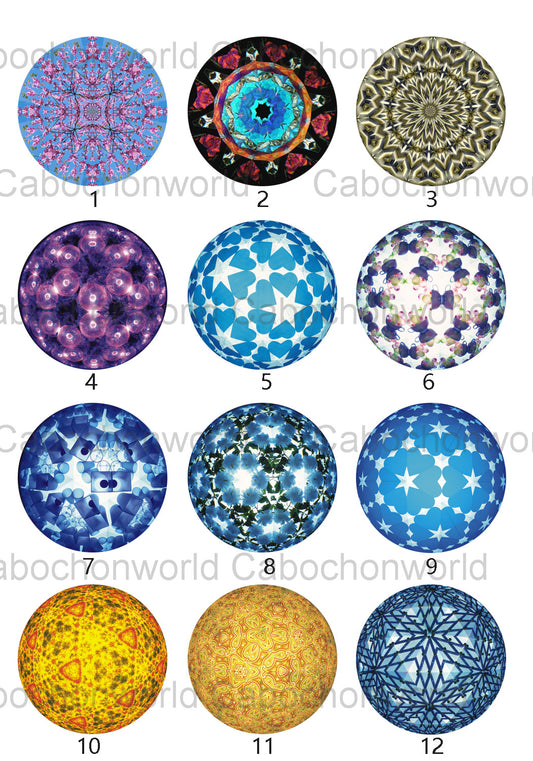 Collection de cabochons à motif kaléidoscope CW0533