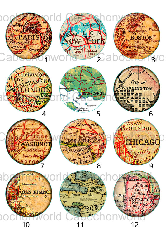 Carte de la collection de cabochons de villes célèbres CW0547