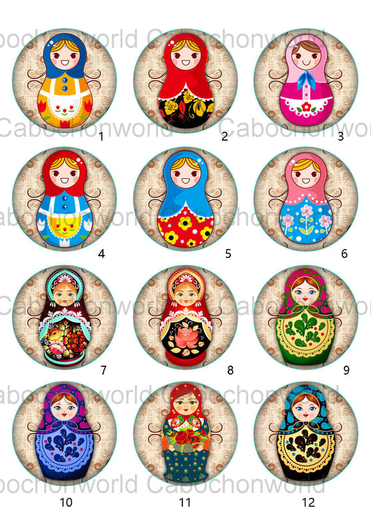 Collection de cabochons de poupée Matriochka CW0575