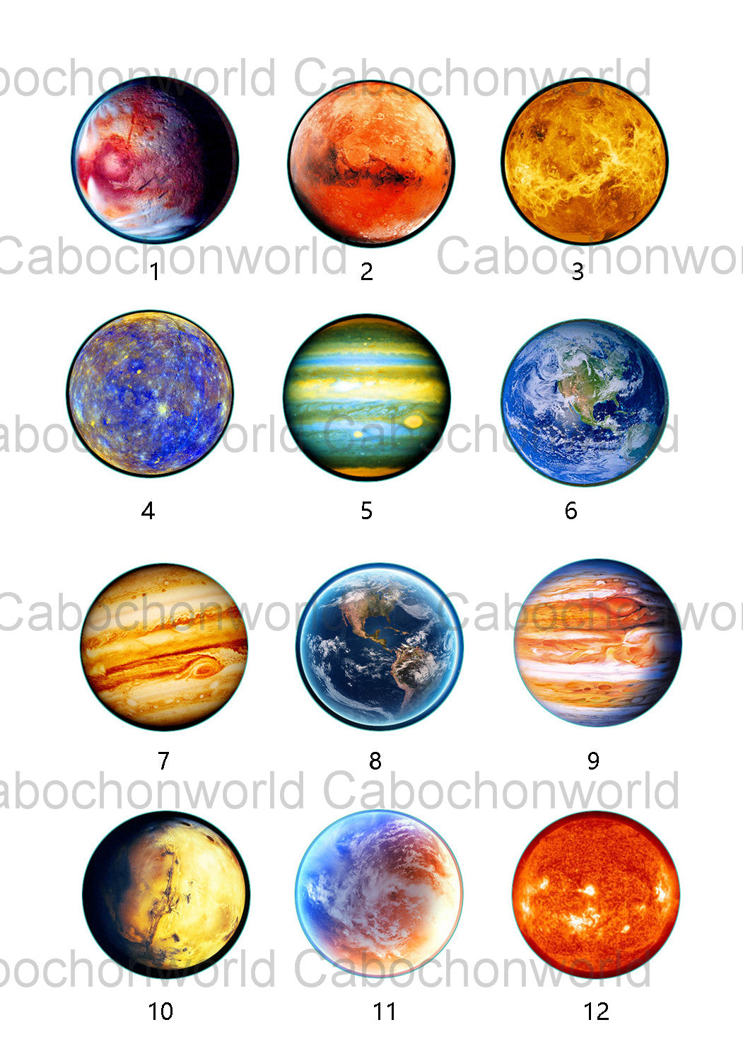 Planète dans le système solaire Cabochon Collection CW0576