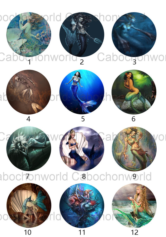 Collection de cabochons de peinture de sirène CW0595