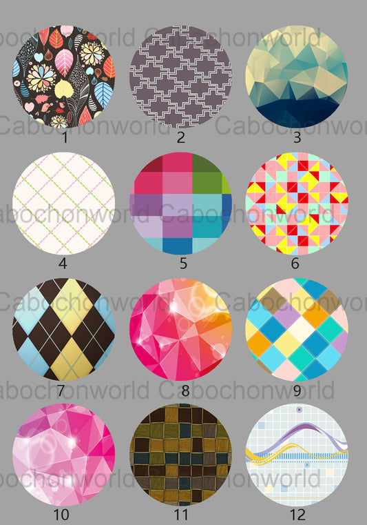 Collection de cabochons à carreaux colorés CW0631