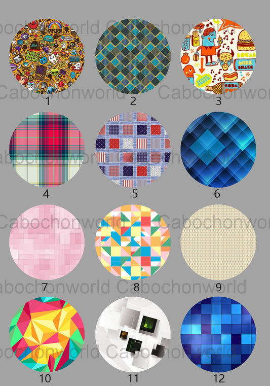 Collection de cabochons à carreaux colorés CW0632