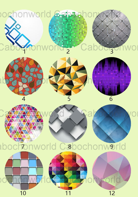 Collection de cabochons à carreaux colorés CW0634