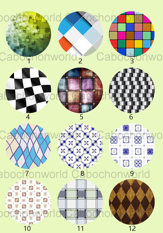 Collection de cabochons à carreaux colorés CW0637