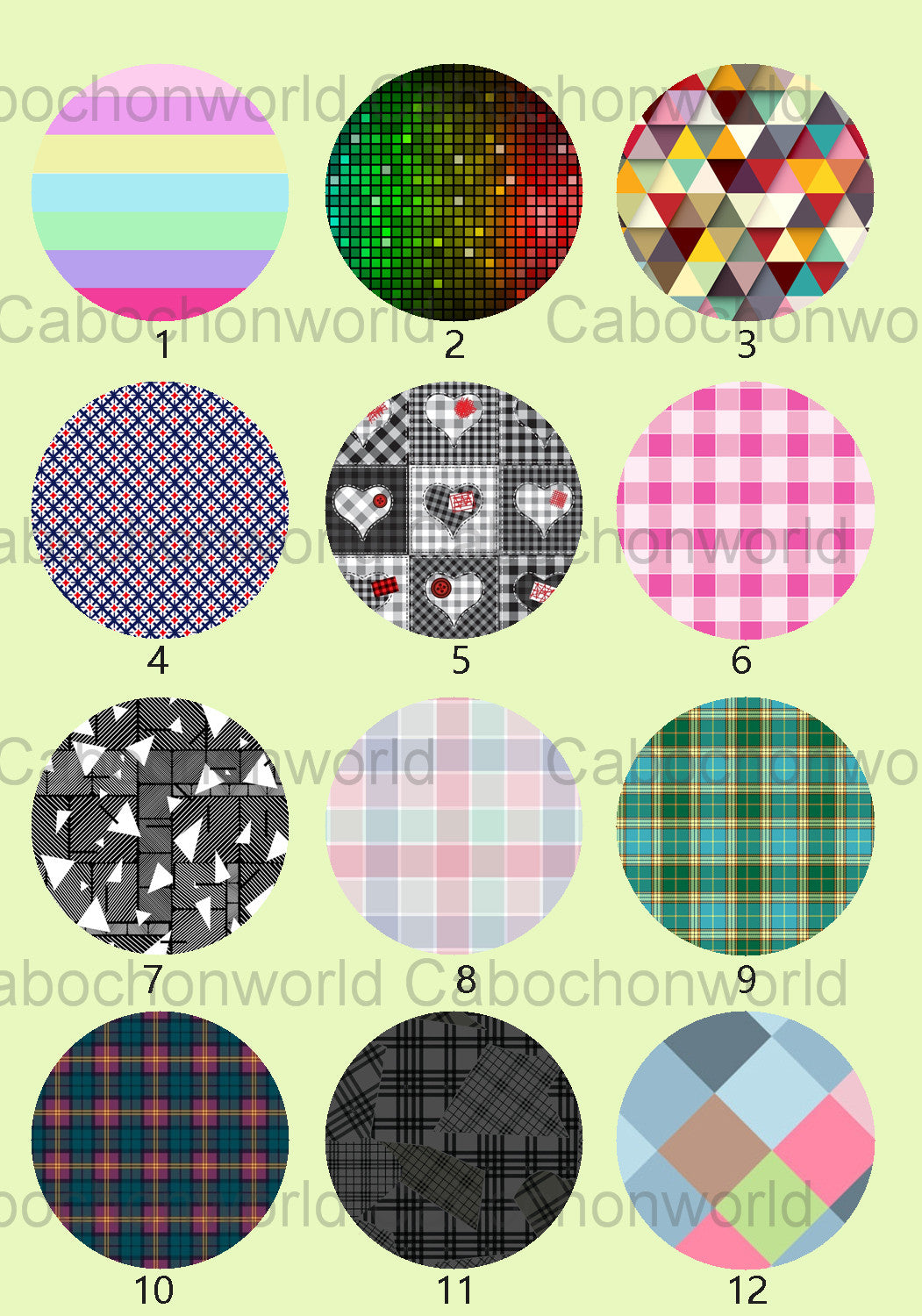 Collection de cabochons à carreaux colorés CW0638