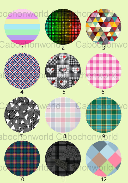 Collection de cabochons à carreaux colorés CW0638