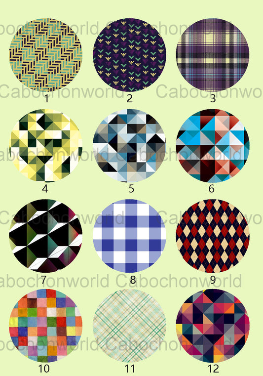 Collection de cabochons à carreaux colorés CW0640