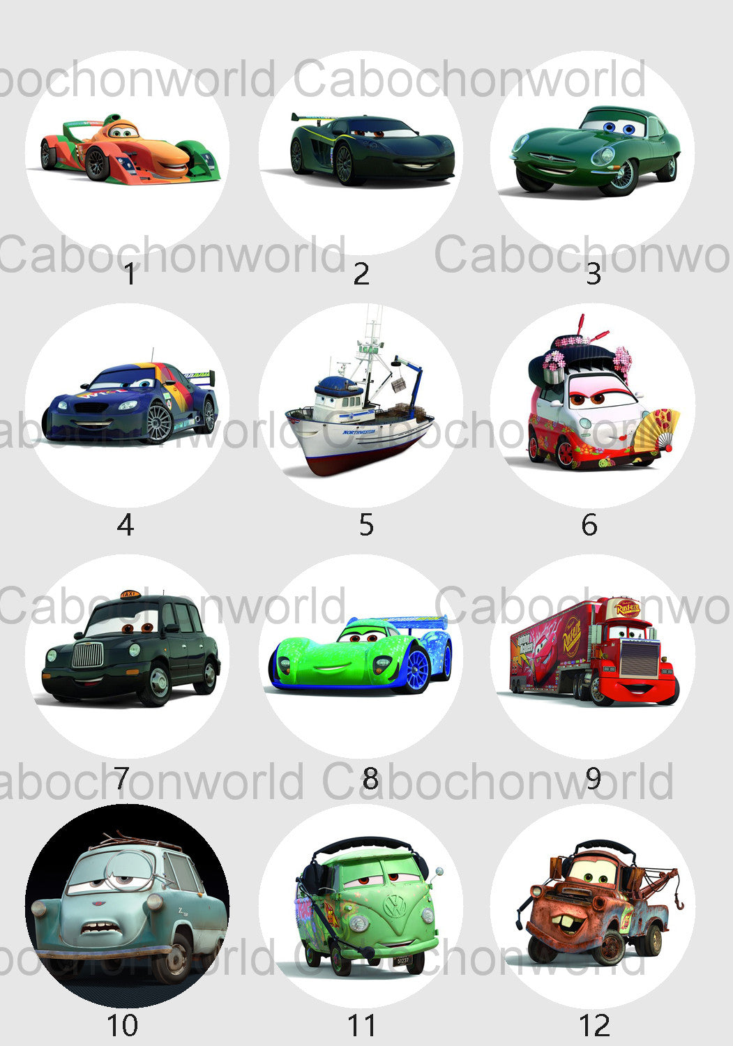 Collection de cabochons de voitures CW0683