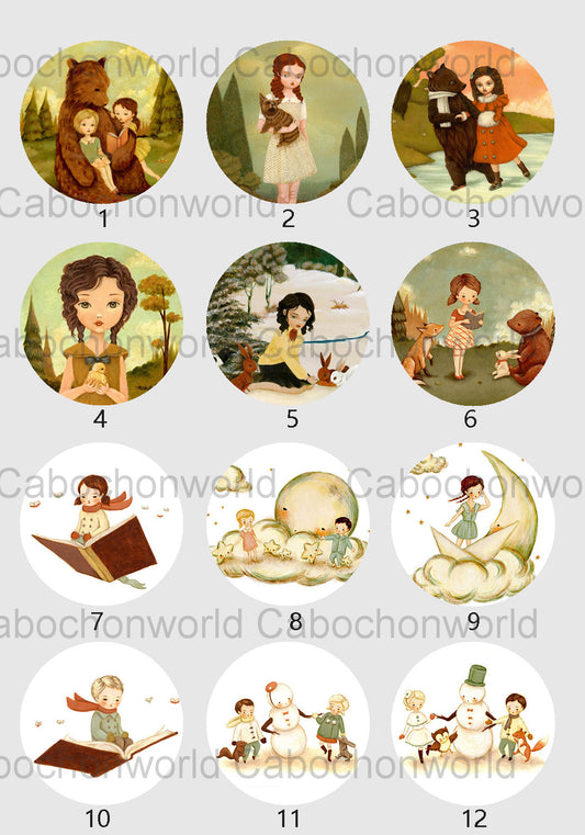 Collection de cabochons de livre d'images CW0688