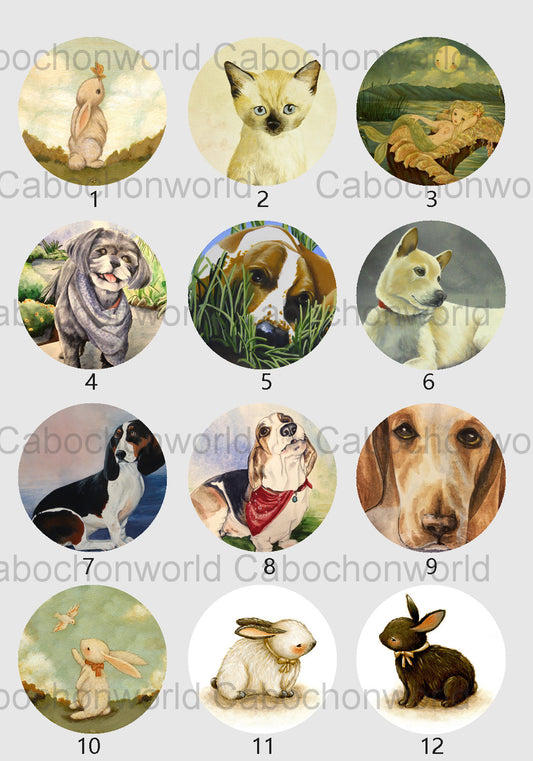Collection de cabochons de peinture animale CW0690