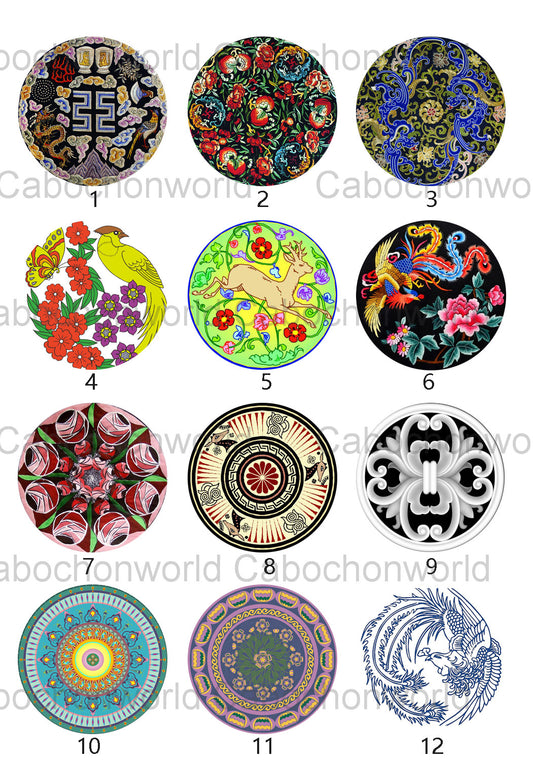 Collection de cabochons de peinture de fleurs CW0692