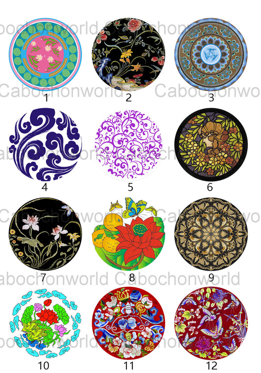 Collection de cabochons de peinture de fleurs CW0693