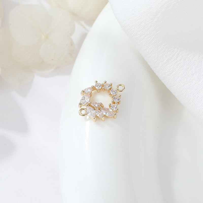 2 Double boucle rectangle étoile de mer oeil carré coeur charme connecteur strass embelli 14K GF