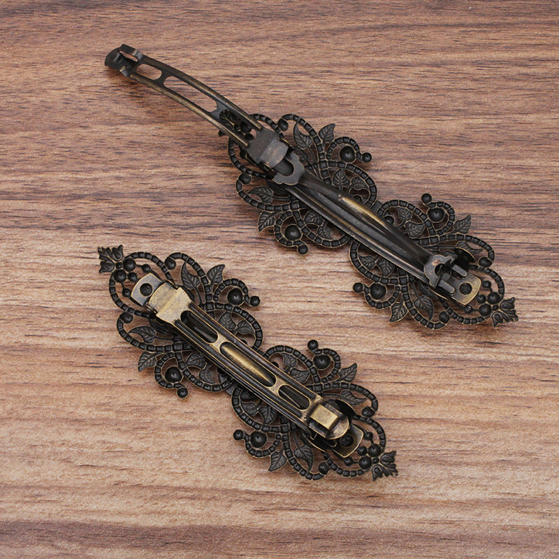 100 filigrane Floral lunette coupe Snap Clip pince à cheveux 18KGP 12mm cabochon rond Base vierge réglage de pierres précieuses