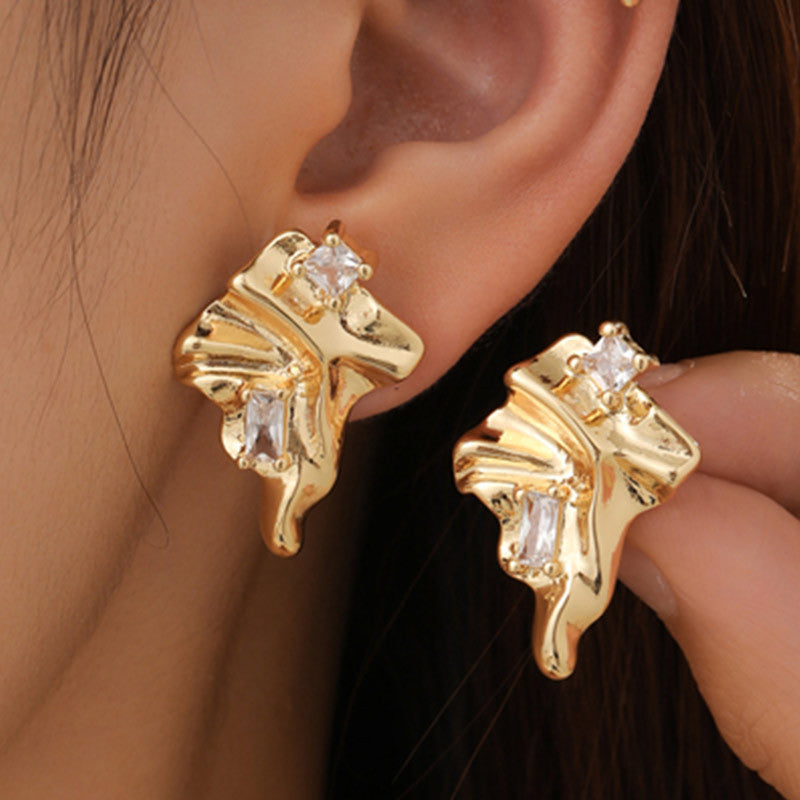 4 boucles d'oreilles créoles en forme de cœur et d'étoile florales ornées de strass 14K GF