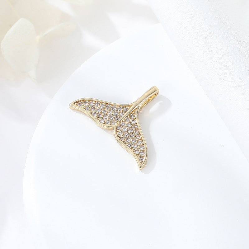 2 Feuilles Étoile Chat Flash Pomme Carré Hexagone Charme Pendentif Strass Embelli 14K GF