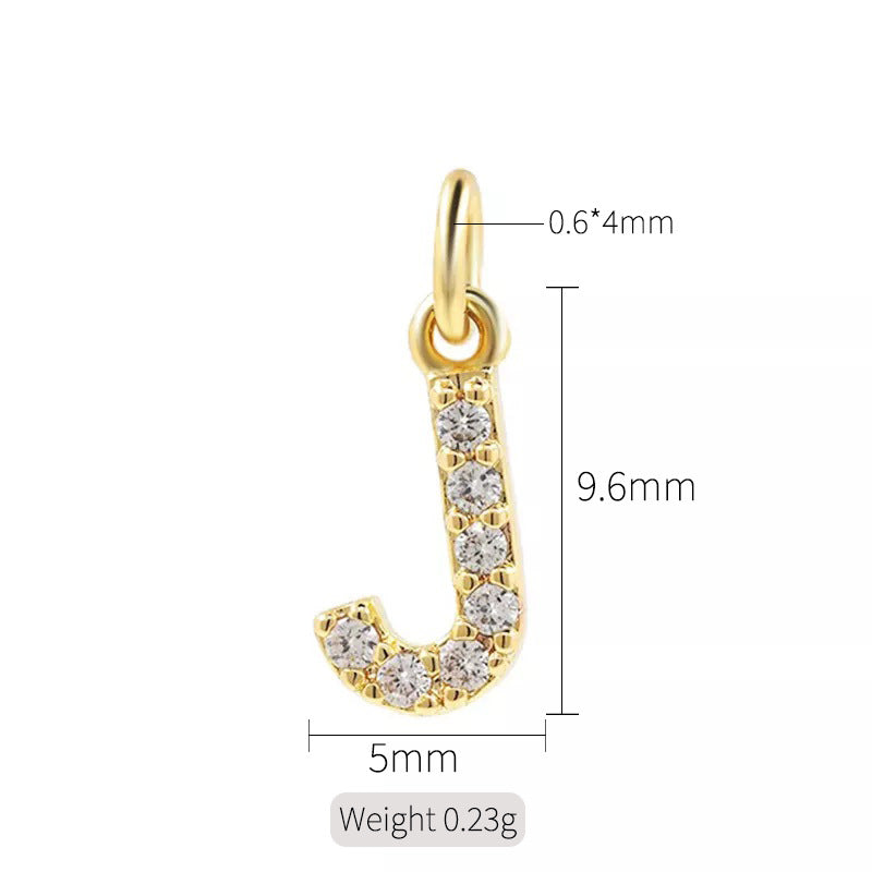 2 minuscules initiales Alphabet AZ Charm Pendentif Strass Embelli 14K GF