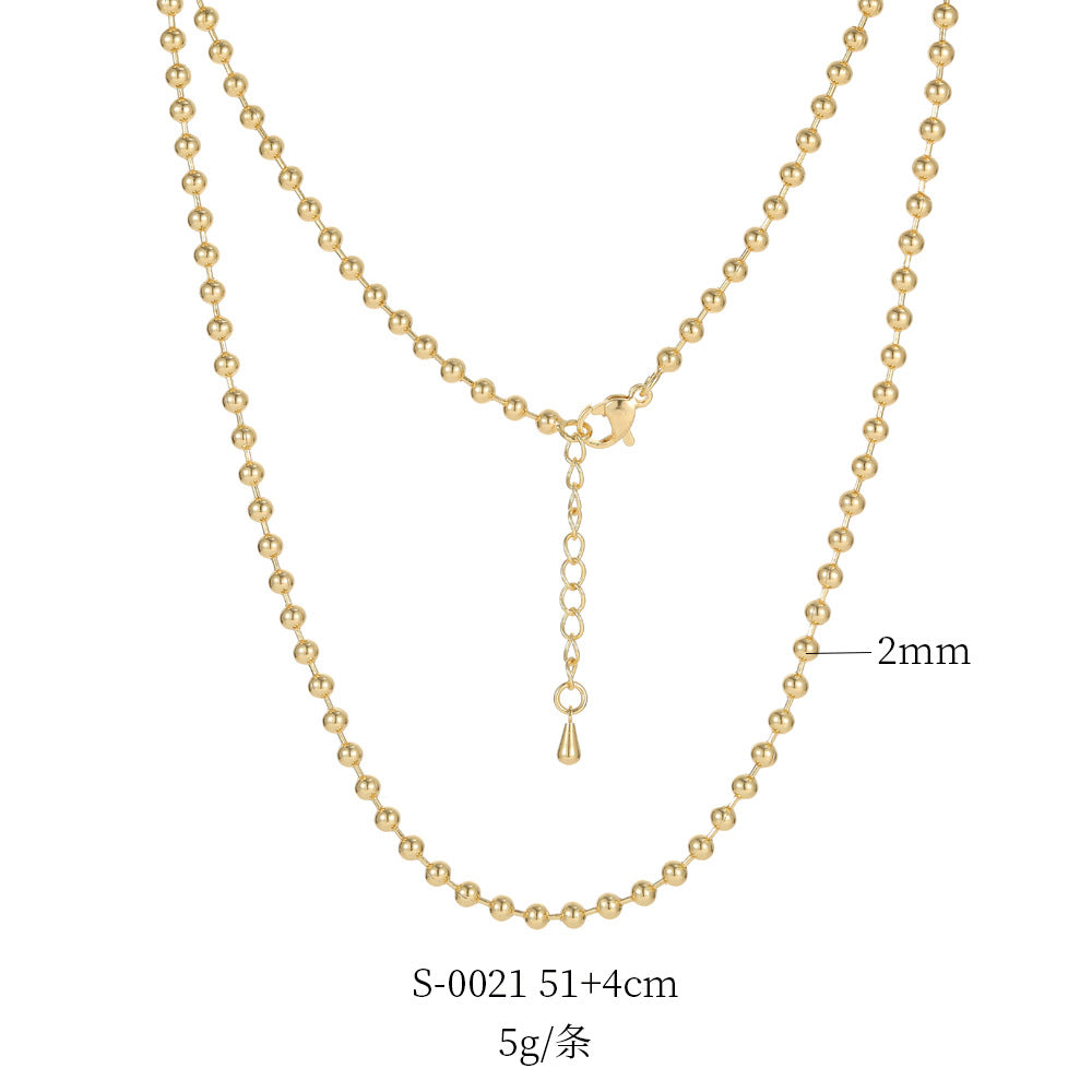 2 Cable Box Singapore Beaded Chain Necklace with Extender 14K GF Choker