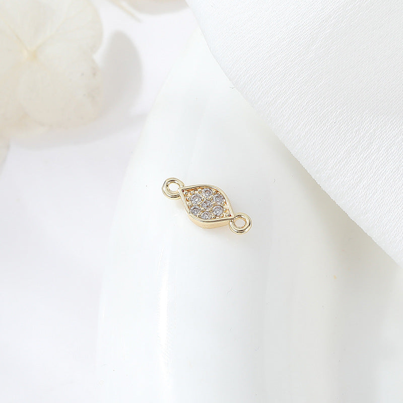 2 Double boucle rectangle étoile de mer oeil carré coeur charme connecteur strass embelli 14K GF