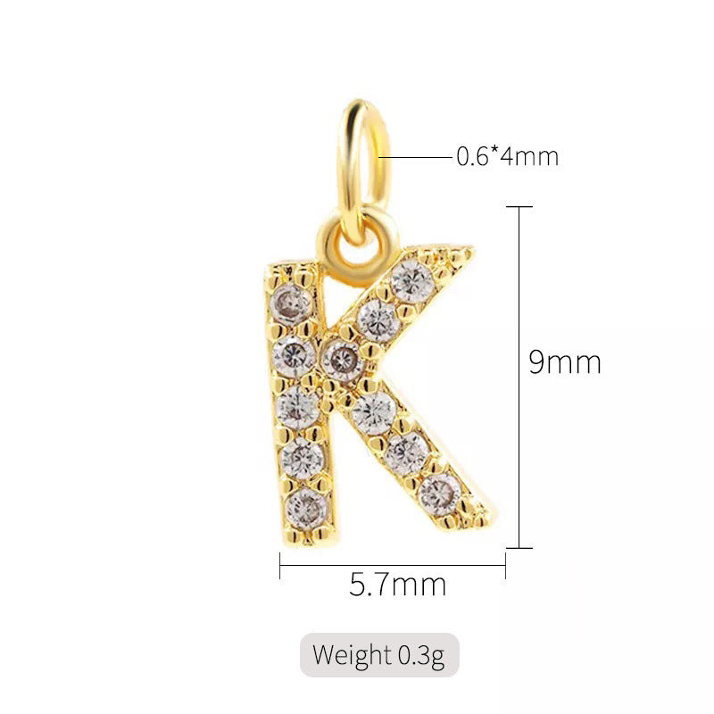 2 minuscules initiales Alphabet AZ Charm Pendentif Strass Embelli 14K GF