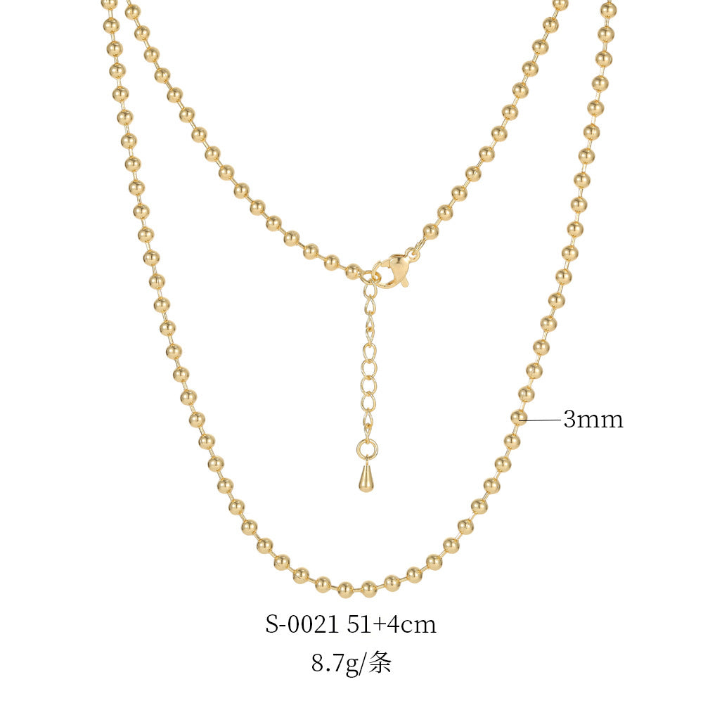 2 Cable Box Singapore Beaded Chain Necklace with Extender 14K GF Choker