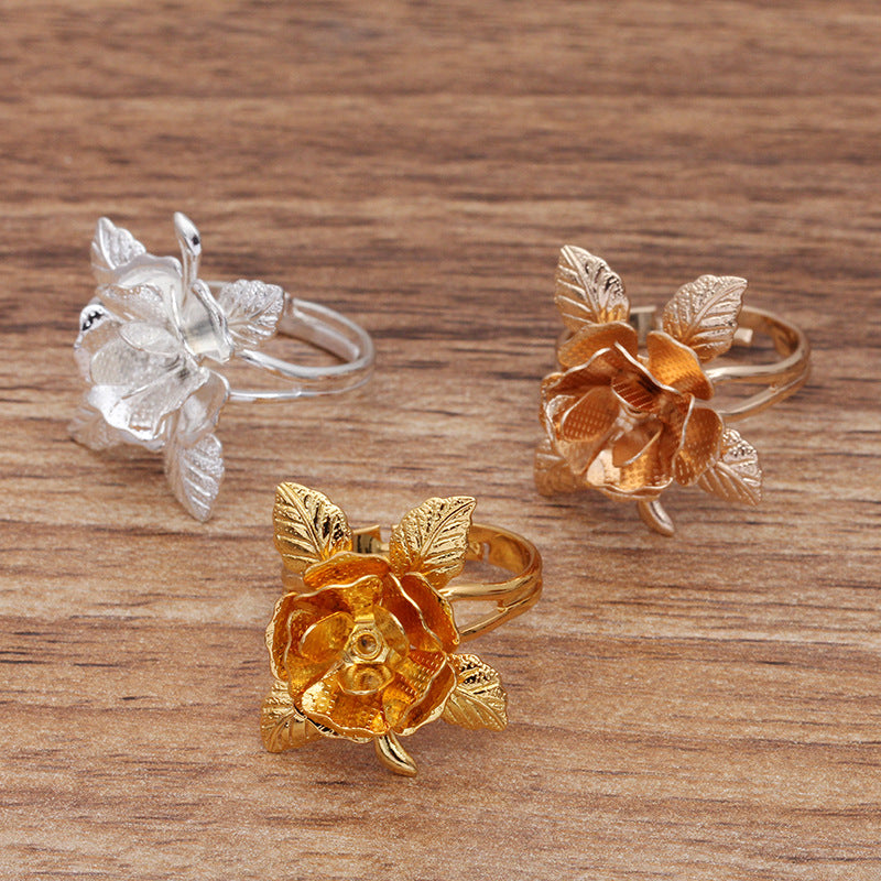 100 Filigree Floral Charm Openable Circle Ring 18KGP 6mm Round Nonporous Blank Base Gemstone Setting