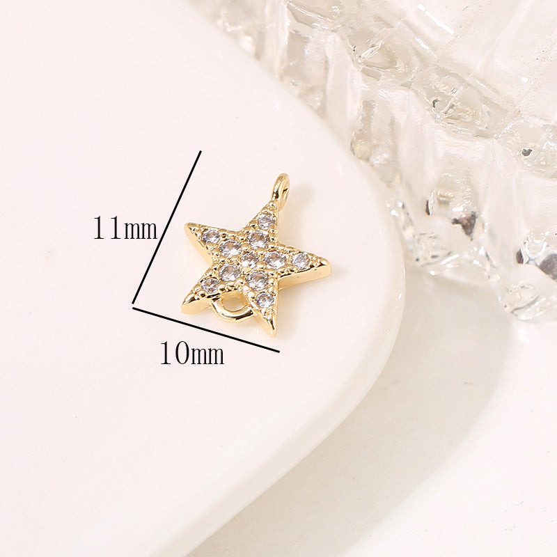 2 Double Looped Floral Snowflake Diamond Olive Charm Connector Rhinestone Embellished 14K GF