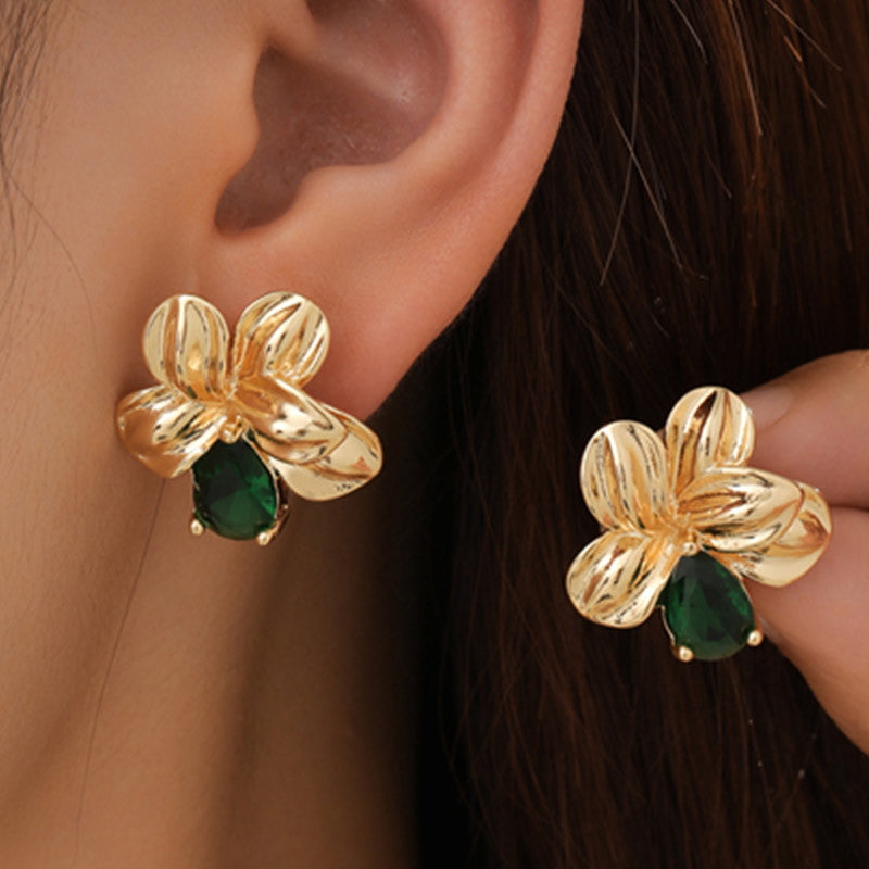 4 boucles d'oreilles créoles en forme de cœur et d'étoile florales ornées de strass 14K GF