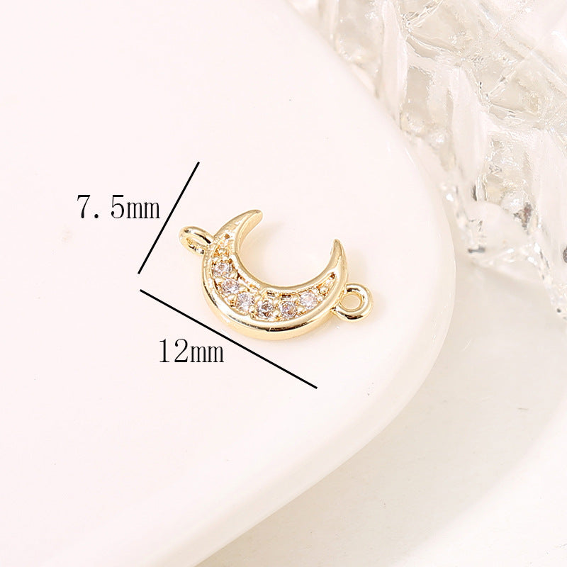 2 Double Looped Floral Snowflake Diamond Olive Charm Connector Rhinestone Embellished 14K GF