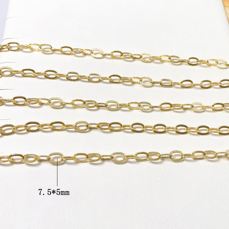 2 Meters Carving Oval Link Cable Chain 14K GF