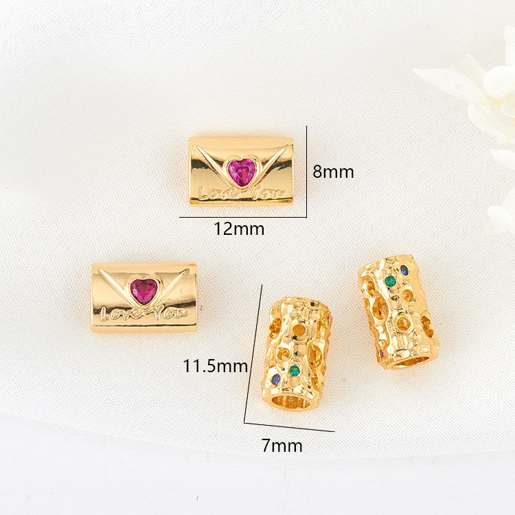 Breloque en perles à 2 lettres, ornée de strass, espaceur de perles 14 carats GF