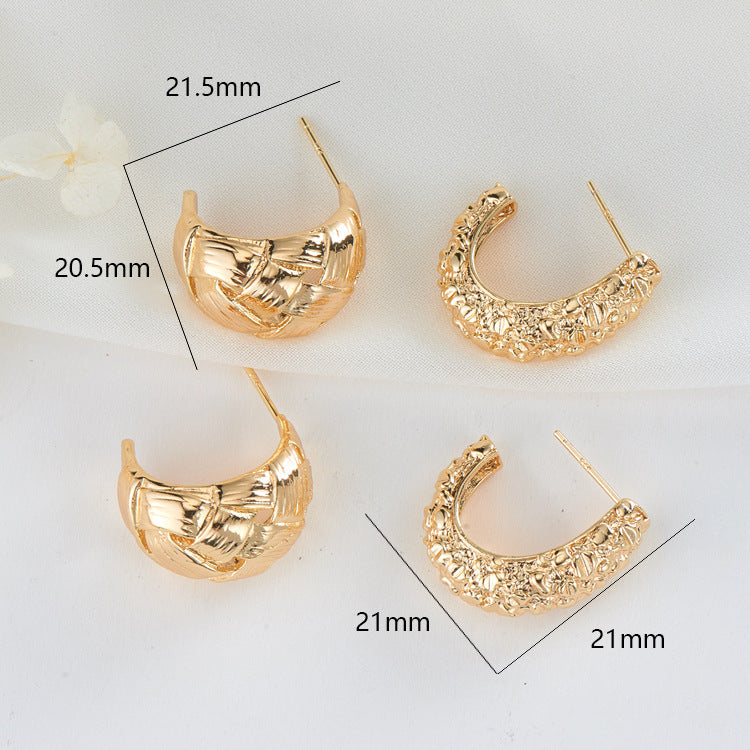 4 grosses boucles d'oreilles à tige demi-cercle 14K GF Earing