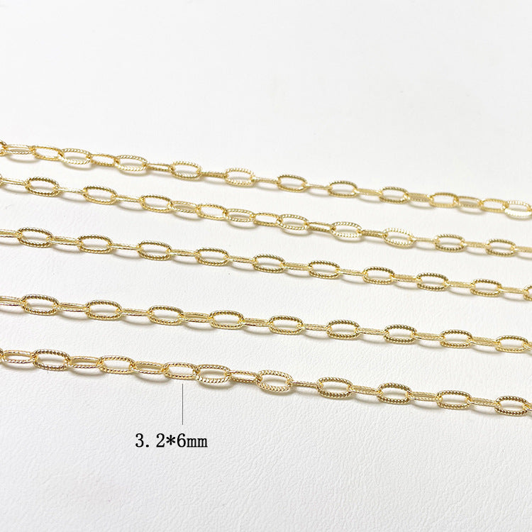 2 Meter flache flache O-Link-Kabelkette aus 14-karätigem GF