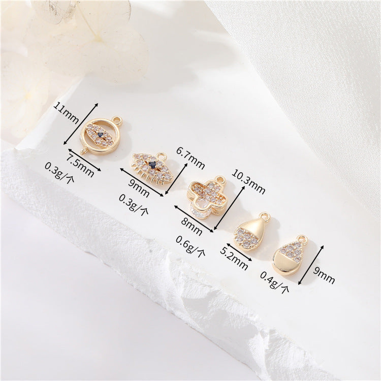 2 pendentif à breloque en forme de croix en forme de goutte d'eau orné de strass 14K GF