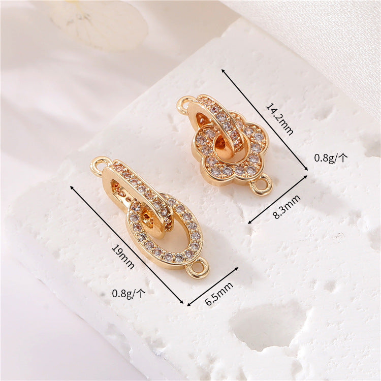 2 connecteurs de lien de cercle floral à double boucle ornés de strass 14K GF