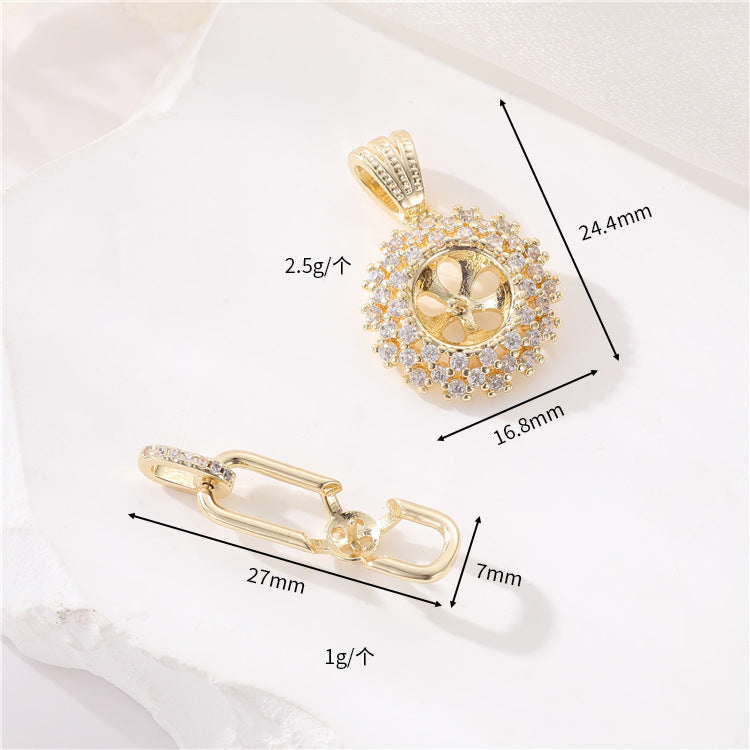 2 pendentif à breloque infini floral strass embelli 14K GF perle à moitié percée perle vierge