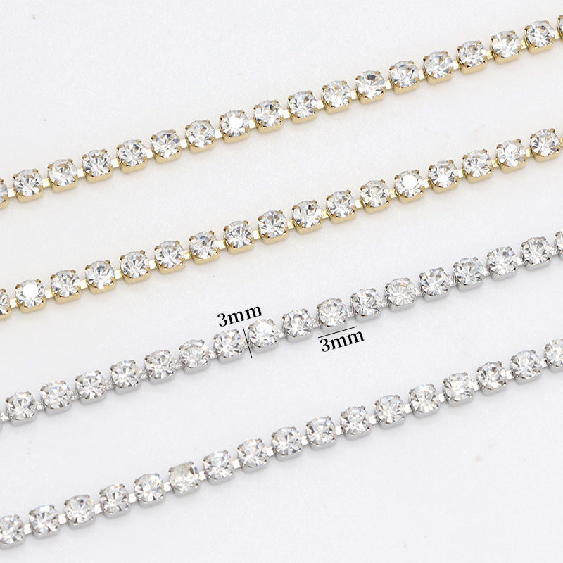 Chaîne à griffes en strass de 2 mètres 14K GF