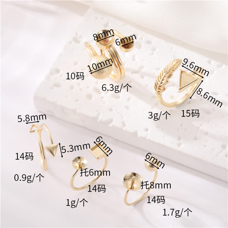 2 bague de déclaration sculptée en cercle ouvert 14K GF perle à moitié percée vierge