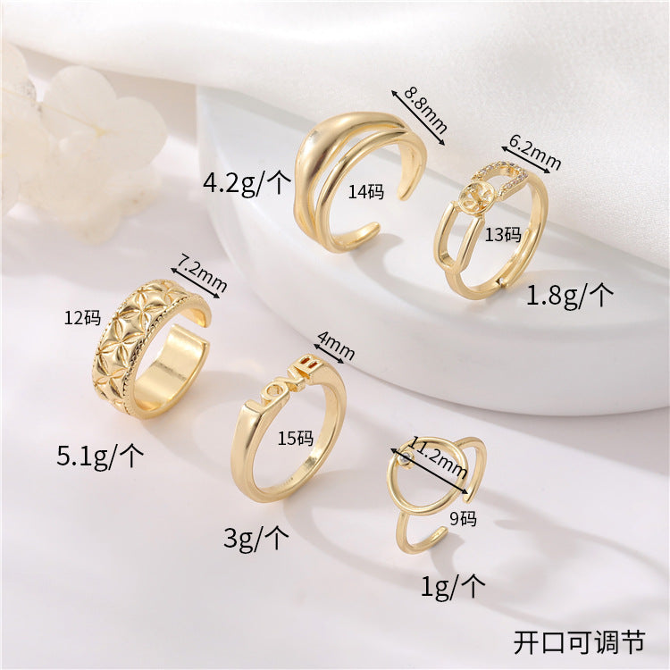 2 bague de déclaration sculptée en cercle ouvert 14K GF perle à moitié percée vierge