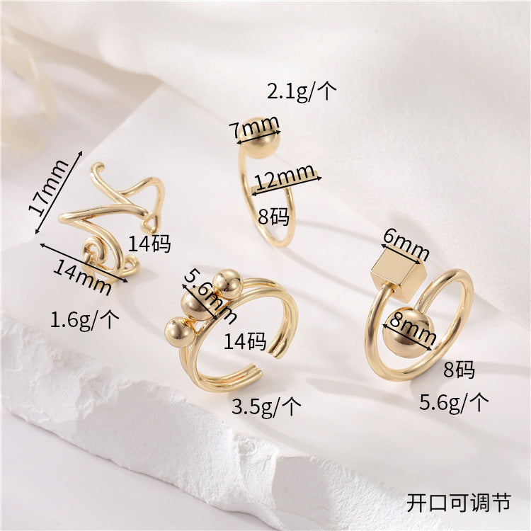 2 bague de déclaration sculptée en cercle ouvert 14K GF perle à moitié percée vierge