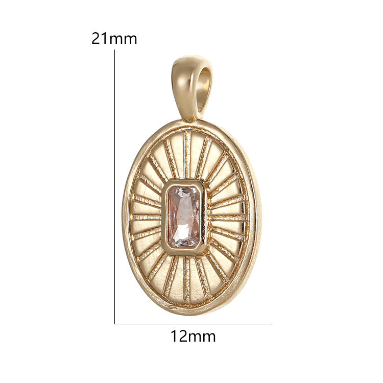 2 pendentifs à breloque ovales ornés de strass 14K GF