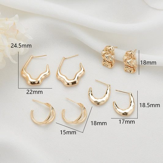 4 Melting Circle Stud Earrings 14K GF Earing