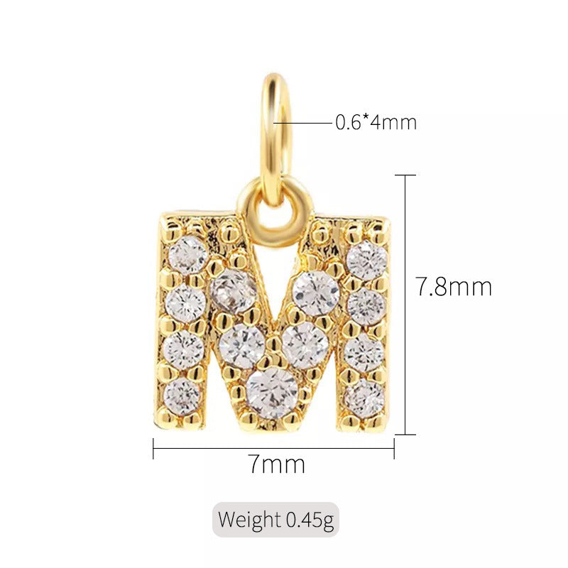 2 minuscules initiales Alphabet AZ Charm Pendentif Strass Embelli 14K GF