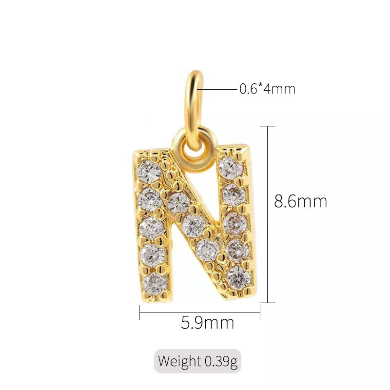 2 minuscules initiales Alphabet AZ Charm Pendentif Strass Embelli 14K GF