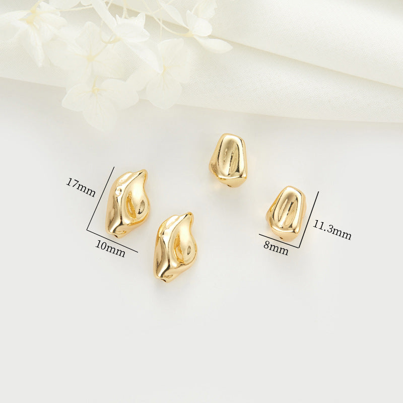 2 Raw Nugget Bead Charm 14K GF Charm Beadwork Spacer