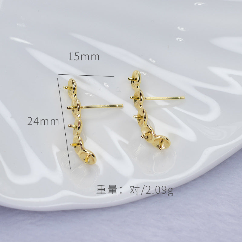 Boucles d'oreilles à tige 4 lignes 14K GF, perles à moitié percées, vierges