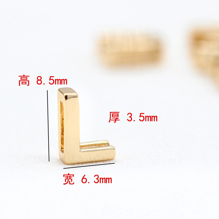 10 trous larges Alphabet plat perle ceinture charme 14K GF perles entretoise