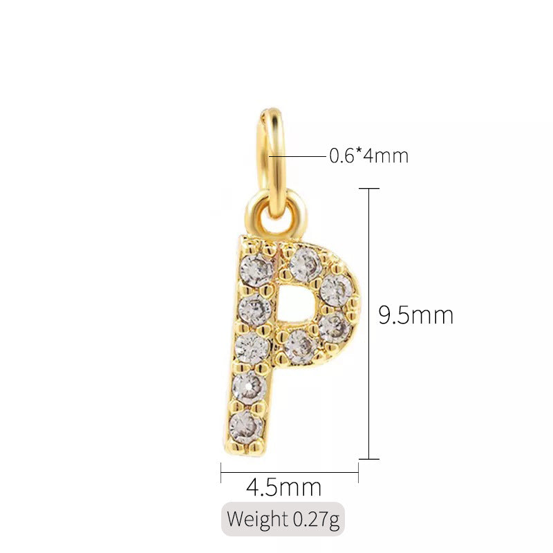 2 minuscules initiales Alphabet AZ Charm Pendentif Strass Embelli 14K GF