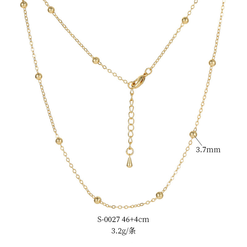 2 Cable Box Singapore Beaded Chain Necklace with Extender 14K GF Choker